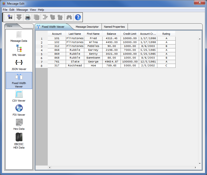 MQVB Fixed Width Viewer