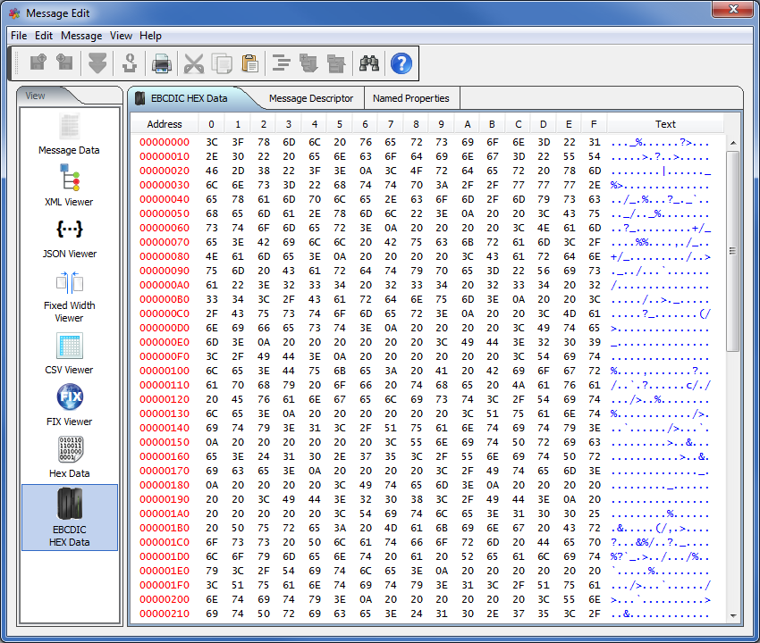 MQ Visual Edit EBCDIC HEX Editor