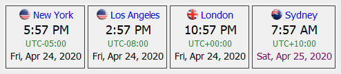 World Clocks Horizontal normal mode